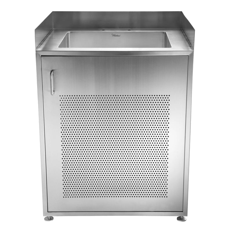 Whitehaus WHNC30CAB Pearlhaus 30" Single Bowl Single Door 18 Gauge Freestanding Utility Sink Cabinet - Brushed Stainless Steel