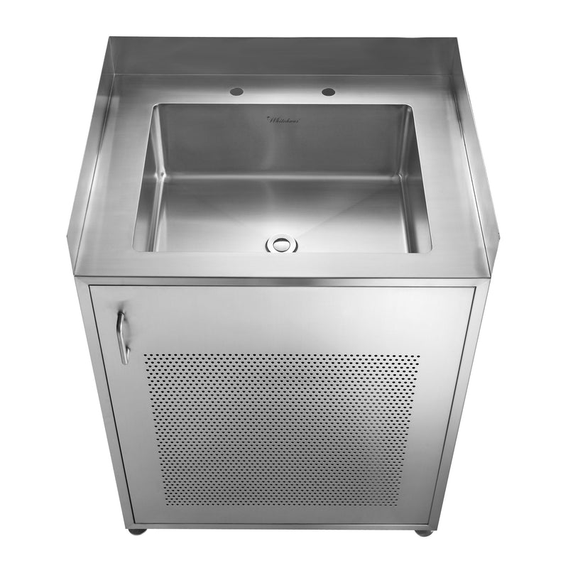 Whitehaus WHNC30CAB Pearlhaus 30" Single Bowl Single Door 18 Gauge Freestanding Utility Sink Cabinet - Brushed Stainless Steel