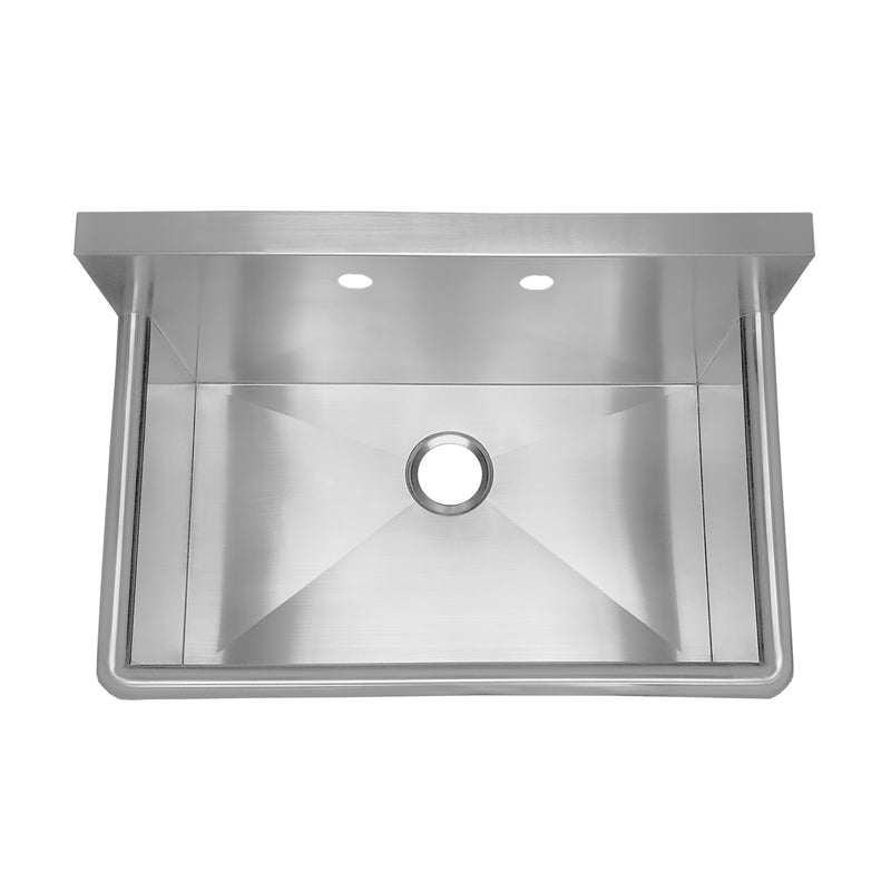 Whitehaus WHNC3120 Noah's 31" Commercial Single Bowl 16 Gauge Drop-In or Wall Mount Utility Sink - Brushed Stainless Steel