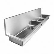 Whitehaus WHNCD72 Noah's 72" Double Bowl 18 Gauge Wall Mount Utility Sink - Brushed Stainless Steel