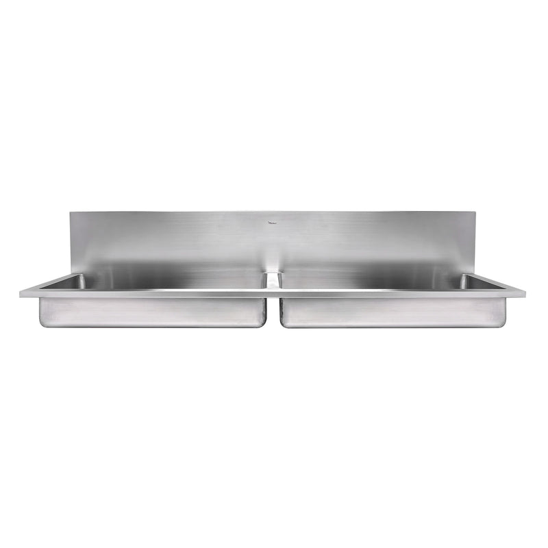 Whitehaus WHNCD72 Noah's 72" Double Bowl 18 Gauge Wall Mount Utility Sink - Brushed Stainless Steel