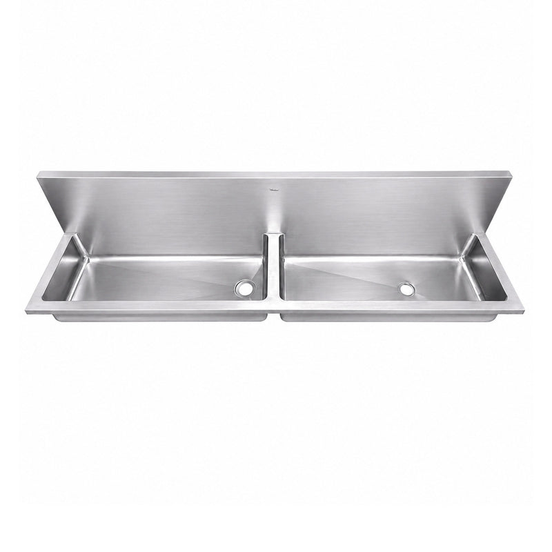Whitehaus WHNCD72 Noah's 72" Double Bowl 18 Gauge Wall Mount Utility Sink - Brushed Stainless Steel