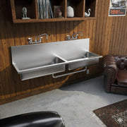 Whitehaus WHNCD72 Noah's 72" Double Bowl 18 Gauge Wall Mount Utility Sink - Brushed Stainless Steel