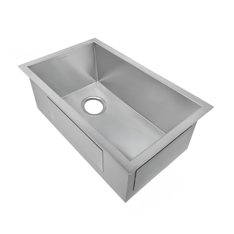 Whitehaus WHNCM1520 Noah's 15" Commercial Single Bowl 16 Gauge Undermount Kitchen Sink - Brushed Stainless Steel