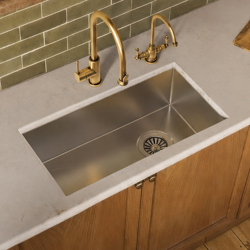 Whitehaus WHNCM1520 Noah's 15" Commercial Single Bowl 16 Gauge Undermount Kitchen Sink - Brushed Stainless Steel