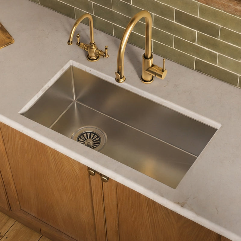 Whitehaus WHNCM1520 Noah's 15" Commercial Single Bowl 16 Gauge Undermount Kitchen Sink - Brushed Stainless Steel
