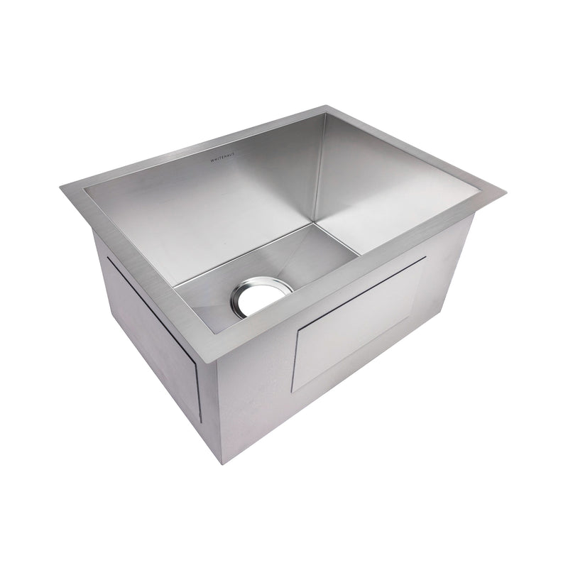 Whitehaus WHNCM2015 Noah's 20" Commercial Single Bowl 16 Gauge Undermount Kitchen Sink - Brushed Stainless Steel