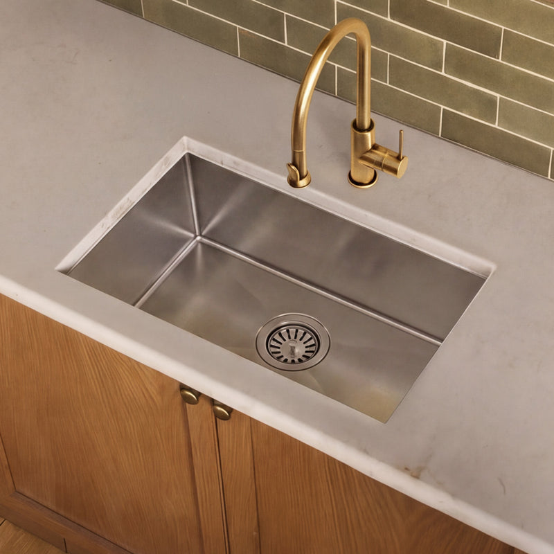 Whitehaus WHNCM2015 Noah's 20" Commercial Single Bowl 16 Gauge Undermount Kitchen Sink - Brushed Stainless Steel