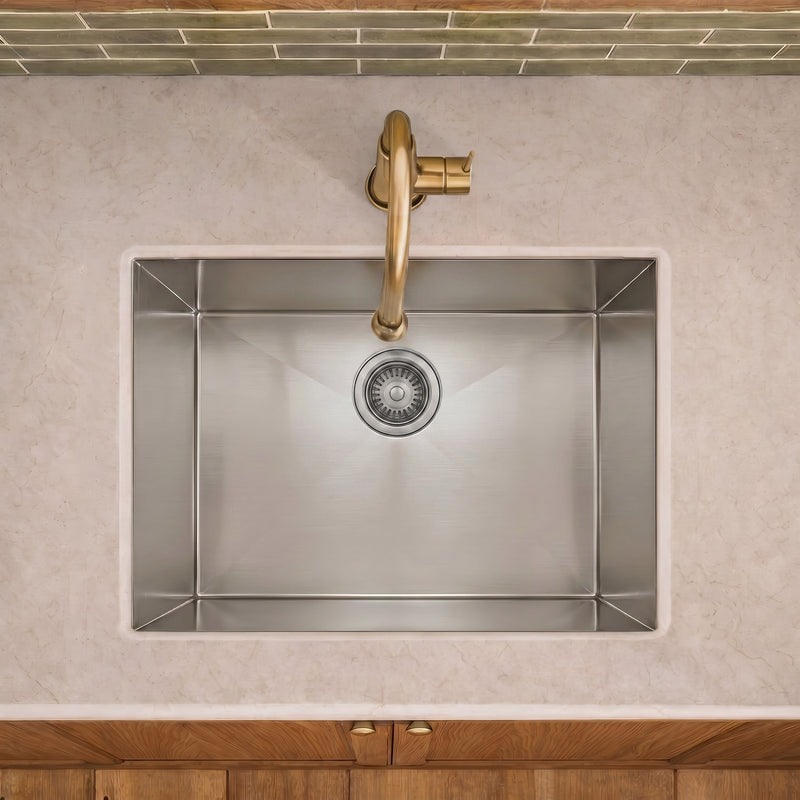 Whitehaus WHNCM2015 Noah's 20" Commercial Single Bowl 16 Gauge Undermount Kitchen Sink - Brushed Stainless Steel