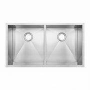 Whitehaus WHNCM3720EQ Noah's 37" Commercial Double Bowl 16 Gauge Undermount Kitchen Sink - Brushed Stainless Steel