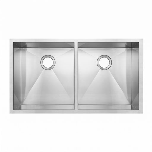 Whitehaus WHNCM3720EQ Noah's 37" Commercial Double Bowl 16 Gauge Undermount Kitchen Sink - Brushed Stainless Steel