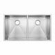 Whitehaus WHNCM3720EQ Noah's 37" Commercial Double Bowl 16 Gauge Undermount Kitchen Sink - Brushed Stainless Steel