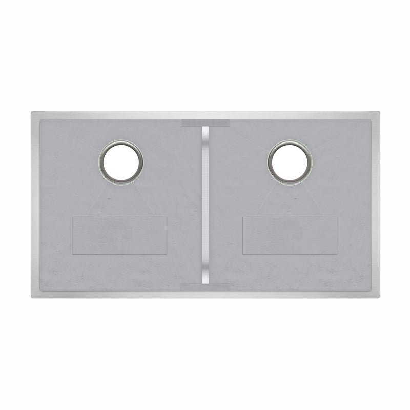 Whitehaus WHNCM3720EQ Noah's 37" Commercial Double Bowl 16 Gauge Undermount Kitchen Sink - Brushed Stainless Steel