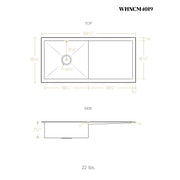 Whitehaus WHNCM4019 Noah's 39-1/2" Reversible Commercial Single Bowl 16 Gauge Undermount Kitchen Sink - Brushed Stainless Steel