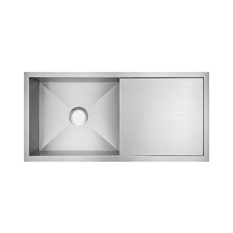 Whitehaus WHNCM4019 Noah's 39-1/2" Reversible Commercial Single Bowl 16 Gauge Undermount Kitchen Sink - Brushed Stainless Steel