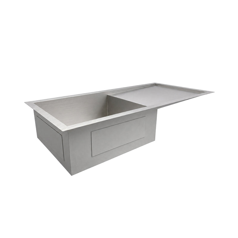 Whitehaus WHNCM4019 Noah's 39-1/2" Reversible Commercial Single Bowl 16 Gauge Undermount Kitchen Sink - Brushed Stainless Steel