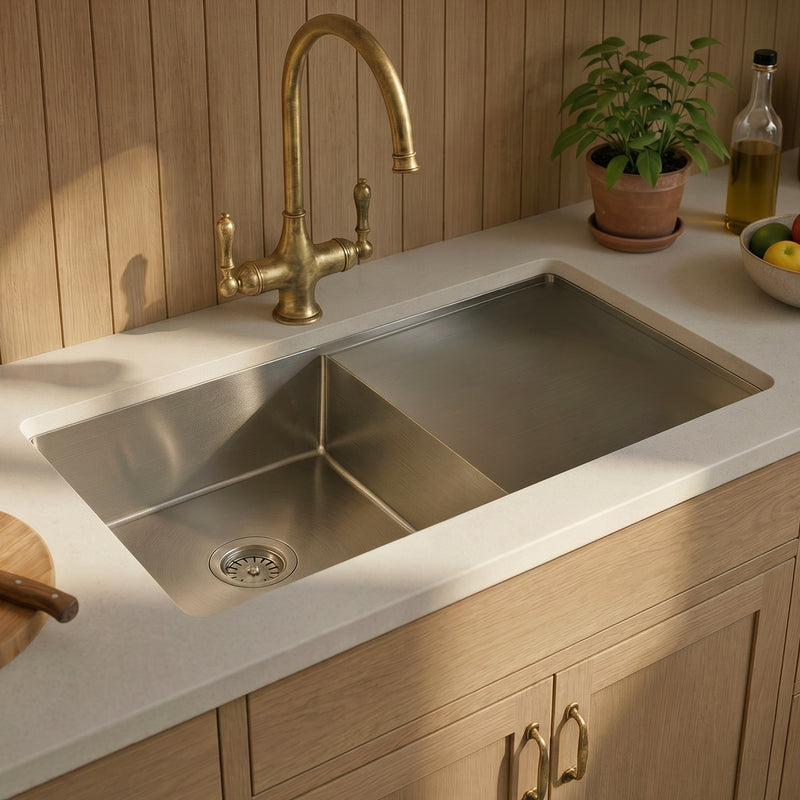 Whitehaus WHNCM4019 Noah's 39-1/2" Reversible Commercial Single Bowl 16 Gauge Undermount Kitchen Sink - Brushed Stainless Steel
