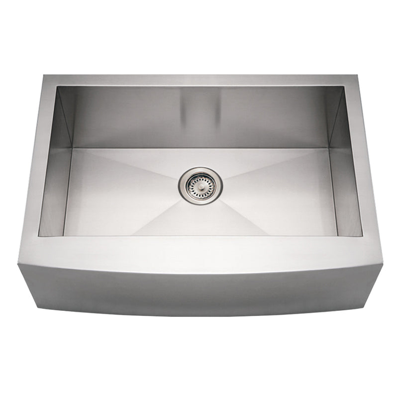 Whitehaus WHNCMAP3021 Noah's 30" Commercial Single Bowl 16 Gauge Arched Front Apron Kitchen Sink - Brushed Stainless Steel