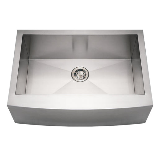 Whitehaus WHNCMAP3021 Noah's 30" Commercial Single Bowl 16 Gauge Arched Front Apron Kitchen Sink - Brushed Stainless Steel