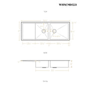 Whitehaus WHNCMD5221 Noah's 51-1/2" Reversible Commercial Double Bowl 16 Gauge Undermount Kitchen Sink - Brushed Stainless Steel