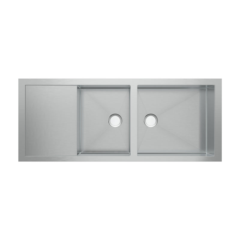 Whitehaus WHNCMD5221 Noah's 51-1/2" Reversible Commercial Double Bowl 16 Gauge Undermount Kitchen Sink - Brushed Stainless Steel