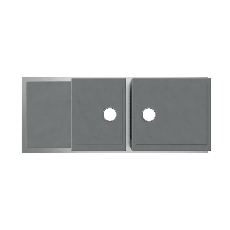 Whitehaus WHNCMD5221 Noah's 51-1/2" Reversible Commercial Double Bowl 16 Gauge Undermount Kitchen Sink - Brushed Stainless Steel