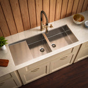 Whitehaus WHNCMD5221 Noah's 51-1/2" Reversible Commercial Double Bowl 16 Gauge Undermount Kitchen Sink - Brushed Stainless Steel
