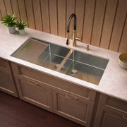 Whitehaus WHNCMD5221 Noah's 51-1/2" Reversible Commercial Double Bowl 16 Gauge Undermount Kitchen Sink - Brushed Stainless Steel