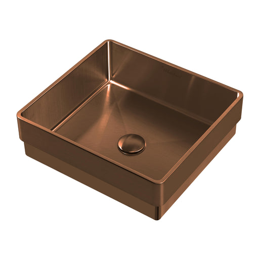 Whitehaus WHNPL1577-CO Noah Plus 15-3/4" Square 18 Gauge Semi-Recessed Bathroom Sink Set - Copper