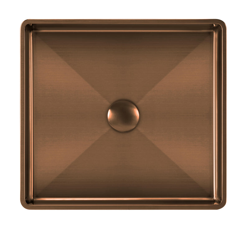 Whitehaus WHNPL1577-CO Noah Plus 15-3/4" Square 18 Gauge Semi-Recessed Bathroom Sink Set - Copper