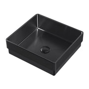 Whitehaus WHNPL1577-MBLK Noah Plus 15-3/4" Square 18 Gauge Semi-Recessed Bathroom Sink Set - Matte Black