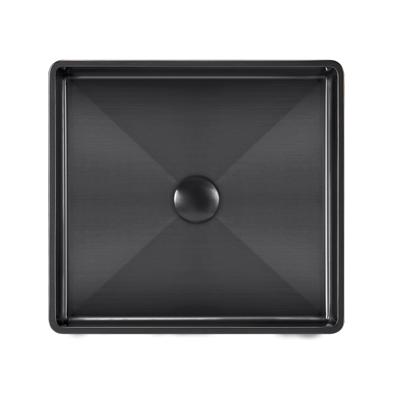 Whitehaus WHNPL1577-MBLK Noah Plus 15-3/4" Square 18 Gauge Semi-Recessed Bathroom Sink Set - Matte Black