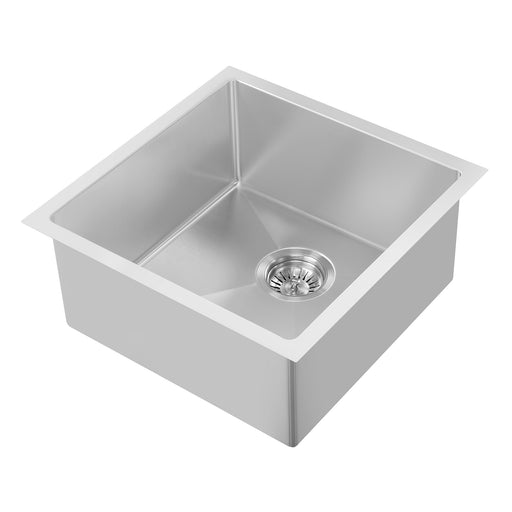 Whitehaus WHNPL1818-BSS Noah Plus 17-3/4" Single Bowl 16 Gauge Linen Textured Dual-Mount Kitchen Sink Set - Brushed Stainless Steel