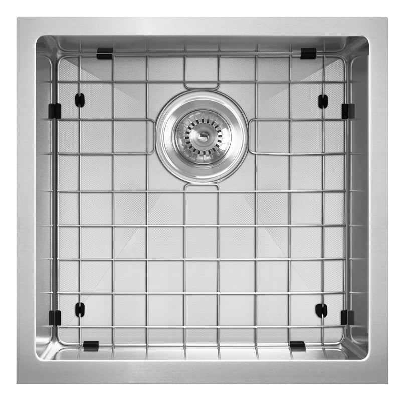Whitehaus WHNPL1818-BSS Noah Plus 17-3/4" Single Bowl 16 Gauge Linen Textured Dual-Mount Kitchen Sink Set - Brushed Stainless Steel