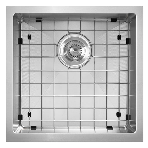 Whitehaus WHNPL1818-BSS Noah Plus 17-3/4" Single Bowl 16 Gauge Linen Textured Dual-Mount Kitchen Sink Set - Brushed Stainless Steel