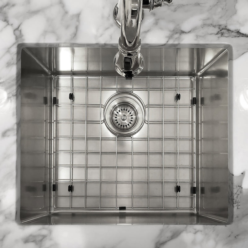 Whitehaus WHNPL1818-BSS Noah Plus 17-3/4" Single Bowl 16 Gauge Linen Textured Dual-Mount Kitchen Sink Set - Brushed Stainless Steel