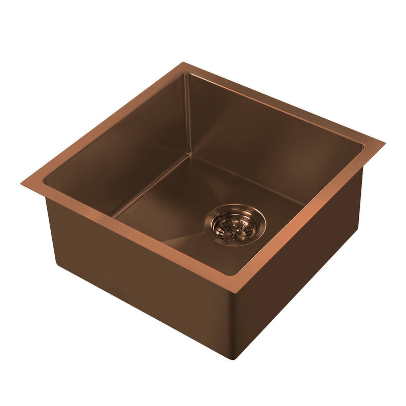 Whitehaus WHNPL1818-CO Noah Plus 17-3/4" Single Bowl 16 Gauge Linen Textured Dual-Mount Kitchen Sink Set - Copper