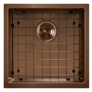 Whitehaus WHNPL1818-CO Noah Plus 17-3/4" Single Bowl 16 Gauge Linen Textured Dual-Mount Kitchen Sink Set - Copper