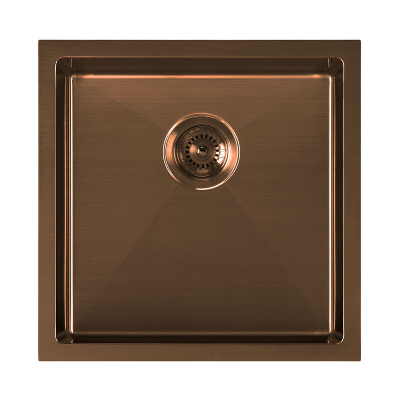 Whitehaus WHNPL1818-CO Noah Plus 17-3/4" Single Bowl 16 Gauge Linen Textured Dual-Mount Kitchen Sink Set - Copper