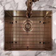 Whitehaus WHNPL1818-CO Noah Plus 17-3/4" Single Bowl 16 Gauge Linen Textured Dual-Mount Kitchen Sink Set - Copper