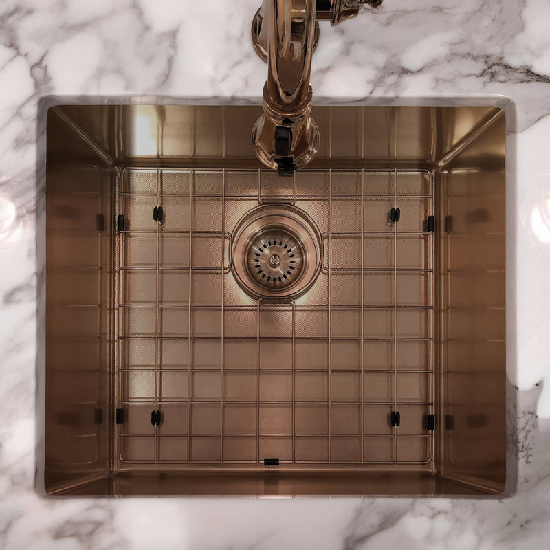Whitehaus WHNPL1818-CO Noah Plus 17-3/4" Single Bowl 16 Gauge Linen Textured Dual-Mount Kitchen Sink Set - Copper