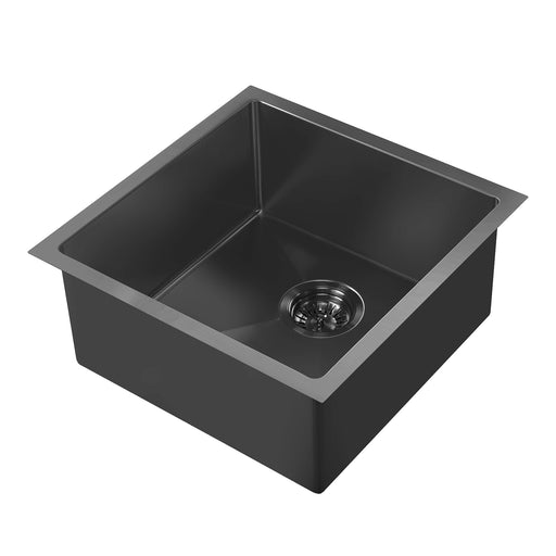 Whitehaus WHNPL1818-MBLK Noah Plus 17-3/4" Single Bowl 16 Gauge Linen Textured Dual-Mount Kitchen Sink Set - Matte Black