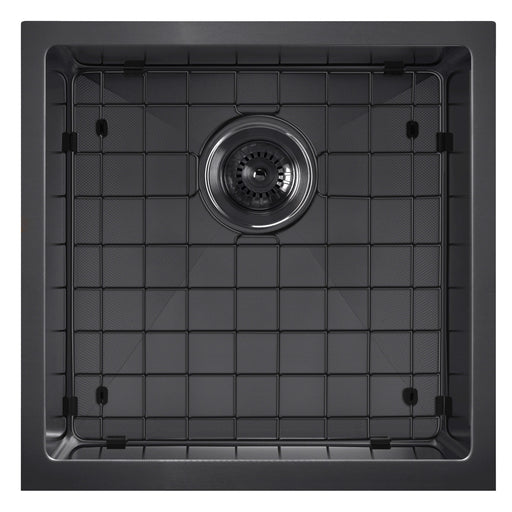Whitehaus WHNPL1818-MBLK Noah Plus 17-3/4" Single Bowl 16 Gauge Linen Textured Dual-Mount Kitchen Sink Set - Matte Black