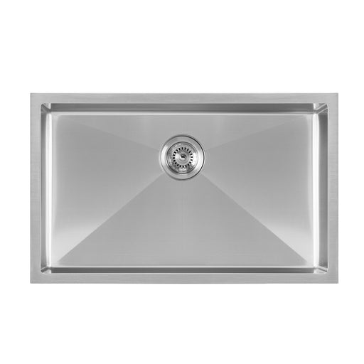Whitehaus WHNPL2918-BSS Noah Plus 29" Single Bowl 16 Gauge Linen Textured Dual-Mount Kitchen Sink Set - Brushed Stainless Steel