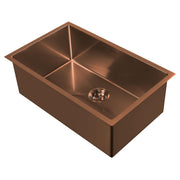 Whitehaus WHNPL2918-CO Noah Plus 29" Single Bowl 16 Gauge Linen Textured Dual-Mount Kitchen Sink Set - Copper