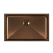 Whitehaus WHNPL2918-CO Noah Plus 29" Single Bowl 16 Gauge Linen Textured Dual-Mount Kitchen Sink Set - Copper