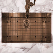 Whitehaus WHNPL2918-CO Noah Plus 29" Single Bowl 16 Gauge Linen Textured Dual-Mount Kitchen Sink Set - Copper