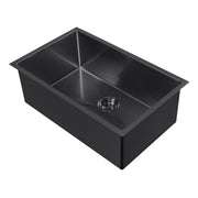 Whitehaus WHNPL2918-MBLK Noah Plus 29" Single Bowl 16 Gauge Linen Textured Dual-Mount Kitchen Sink Set - Matte Black