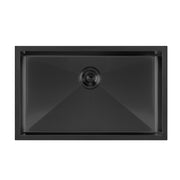 Whitehaus WHNPL2918-MBLK Noah Plus 29" Single Bowl 16 Gauge Linen Textured Dual-Mount Kitchen Sink Set - Matte Black