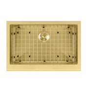 Whitehaus WHNPL3020-B Noah Plus 30" Single Bowl 16 Gauge Undermount Front Apron Kitchen Sink Set - Brass